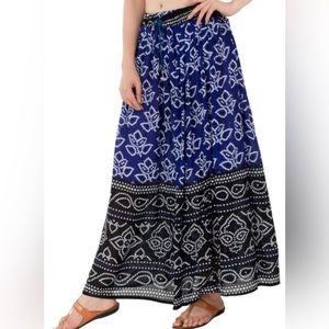 Ethnic Print Boho Crinkled Broomstick Ranika Maxi Skirt